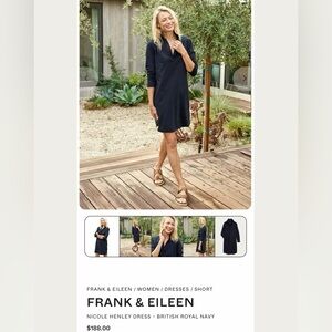 Frank & Eileen Nicole Henley Dress Black 100% Cotton Spring Summer XS Vacation